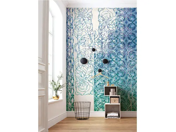 fototapet art nouveau bleu