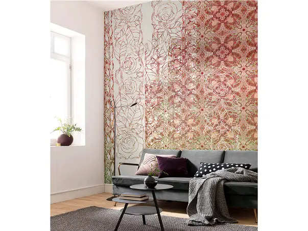 fototapet art nouveau rouge