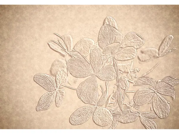 fototapet bej cu model floral stilizat