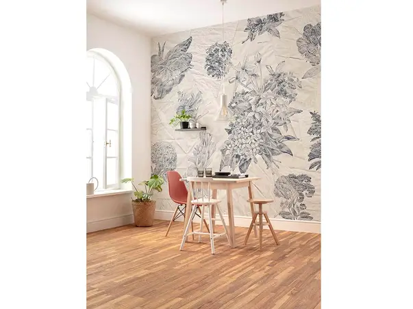 fototapet botanical paper komar model floral stilizat gri 300 280 cm