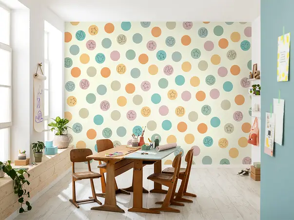 fototapet camera copii komar disney pastel confetti cu buline colorate