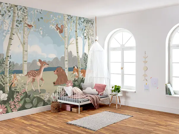 fototapet camera copii komar today story peisaj cu animalele padurii