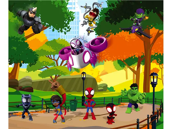 fototapet copii cu personaje marvel spidey scavenger hunt