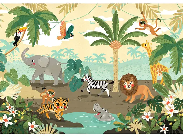 fototapet copii peisaj jungla si animale