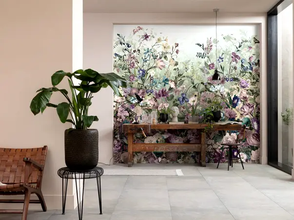 fototapet dormitor cu model floral pastel komar botanica