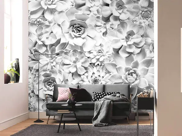 fototapet floral gri shades