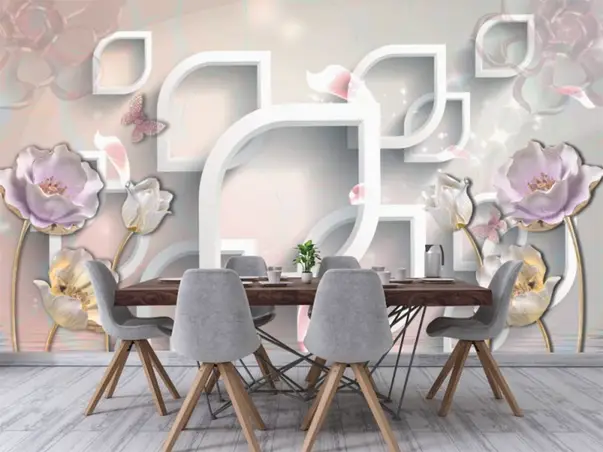 fototapet flori 3d pastel