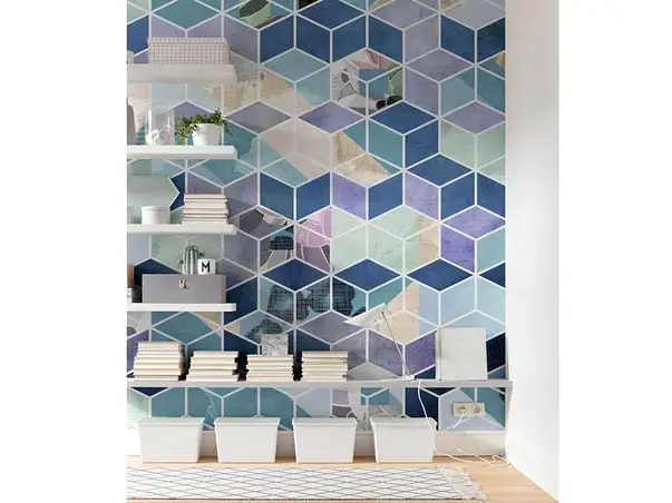 fototapet geometric blue