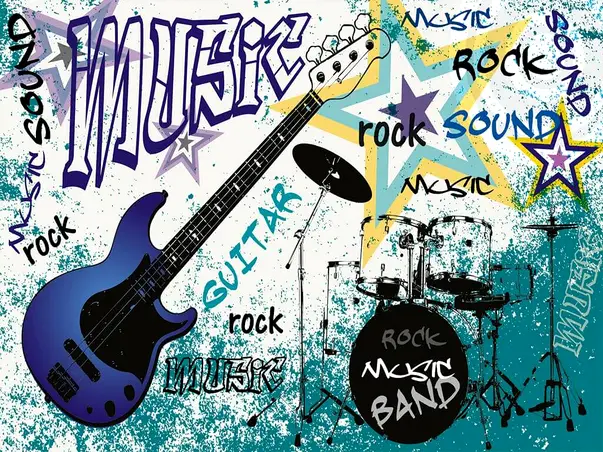 fototapet graffiti muzica blue guitar
