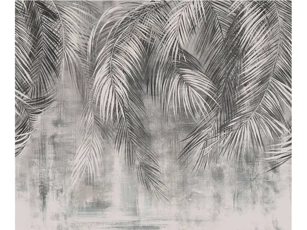 fototapet gri frunze palmier