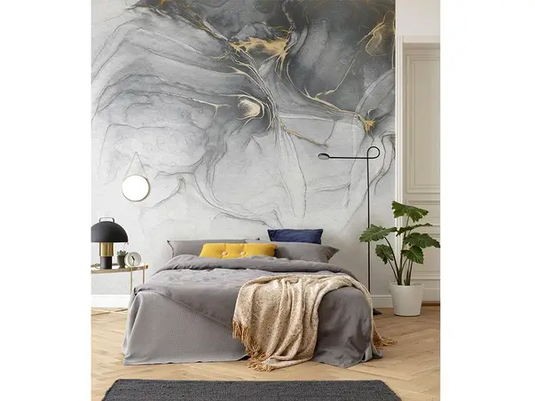 fototapet ink gold fluid komar gri cu accente metalice aurii 300 280 cm