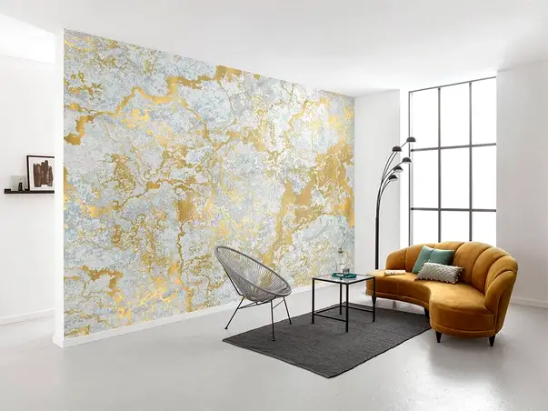 fototapet marbelous komar imitatie marmura gri cu accente metalice aurii 400 280 cm