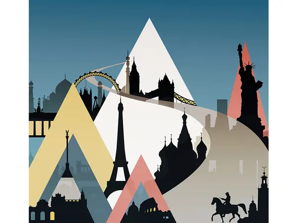 fototapet modern tip colaj sightseeing