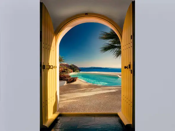 fototapet peisaj Santorini