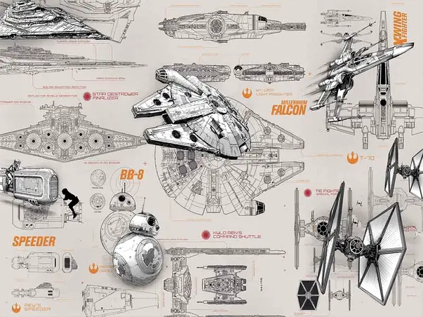 fototapet star wars blueprints komar