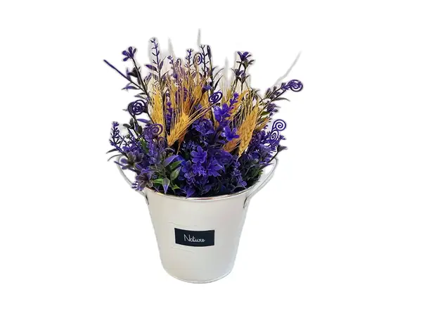 galetusa alba0cu flori artificiale mov si spice grau