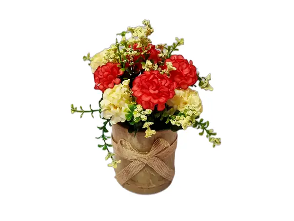 ghiveci bambus cu garofite flori artificiale