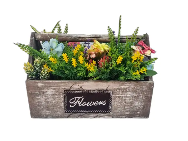 ladita cu flori artificiale colorate