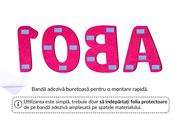 litere sau cifre din fetru pasla colorata 13 culori grosime 3mm autoadeziva lscdp06 s02