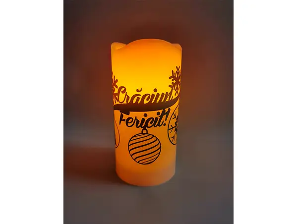 lumanare decor craciun fericit rosu