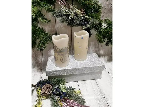 lumanare decor craciun model argintiu