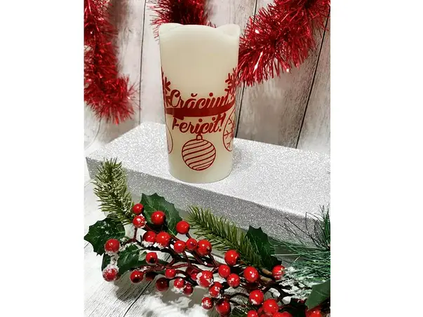 lumanare decor craciun model rosu