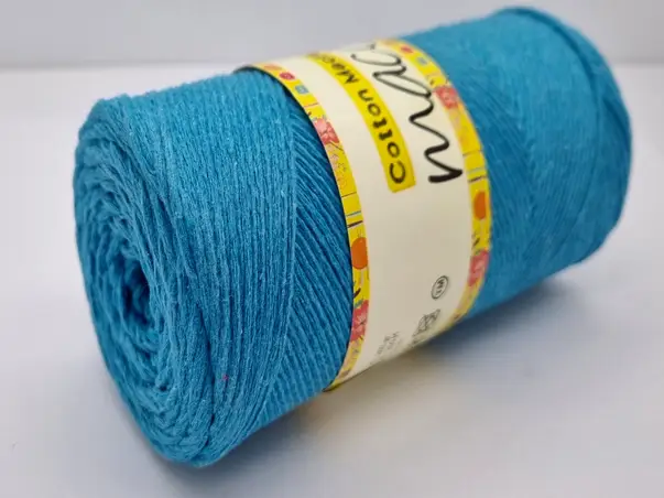 maccaroni cotton macrame bleu