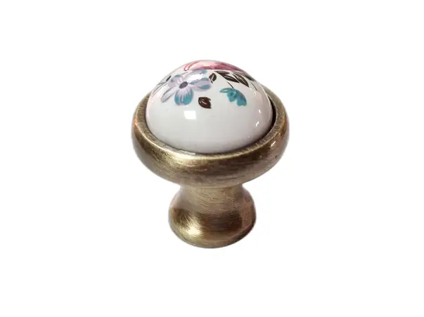 maner mobila metalic buton alb cu flori