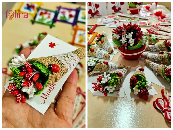 martisoare handmade din stamine banda iuta