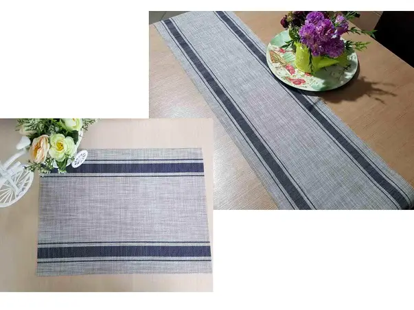 pachet promo accesorii masa napron si 4 suporturi farfurie gri