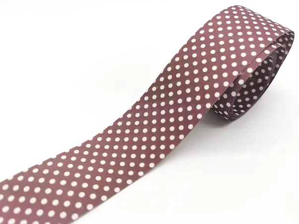 panglica decorativa folina maro cu buline 4 cm 10 metri