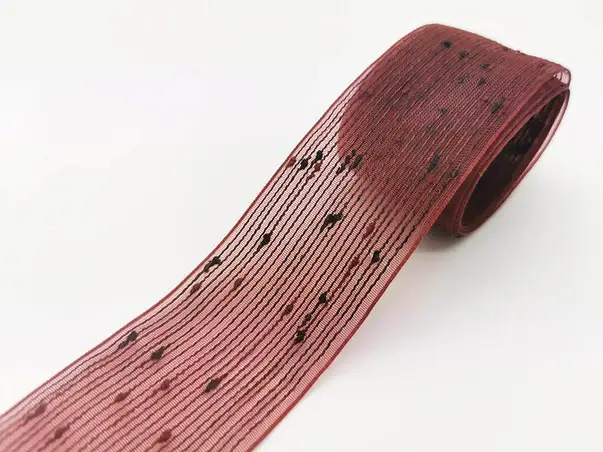 panglica decorativa folina visiniu transparent 4 cm 10 metri