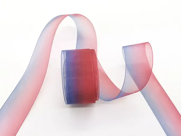 panglica organza rosu in degrade 4 cm 10 metri