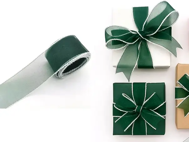 panglica satin verde ambalare cadouri craciun