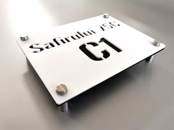 placuta adresa 3d din acril alb si negru 5