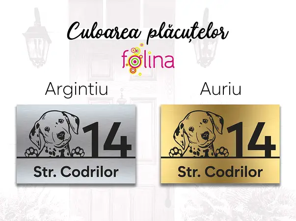 placuta adresa model caine dalmatian din bond argintiu sau auriu s2