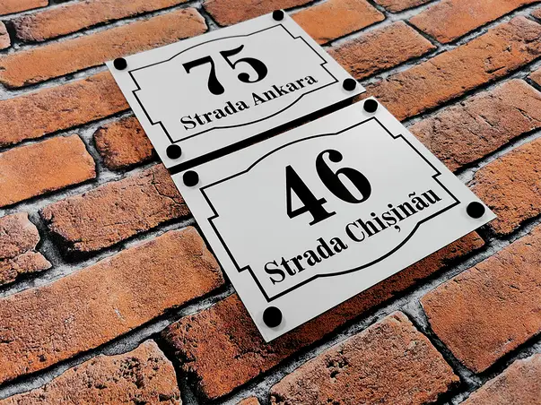 placuta adresa model clasic bond opt 8 variante de culori text personalizat 1