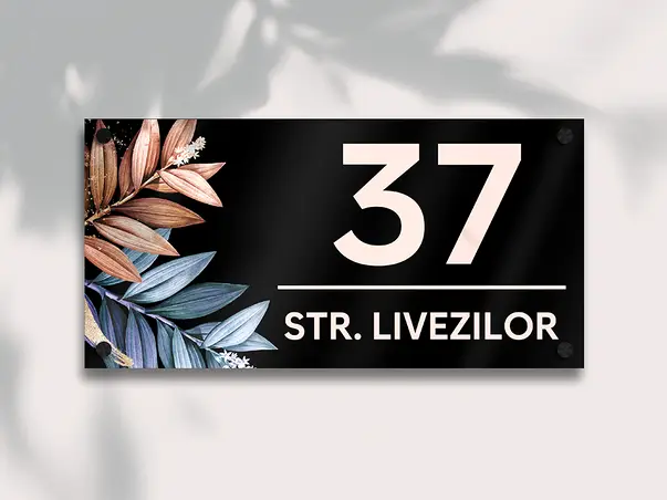 placuta adresa model flori sticla acrilica tehnologie printare uv s1