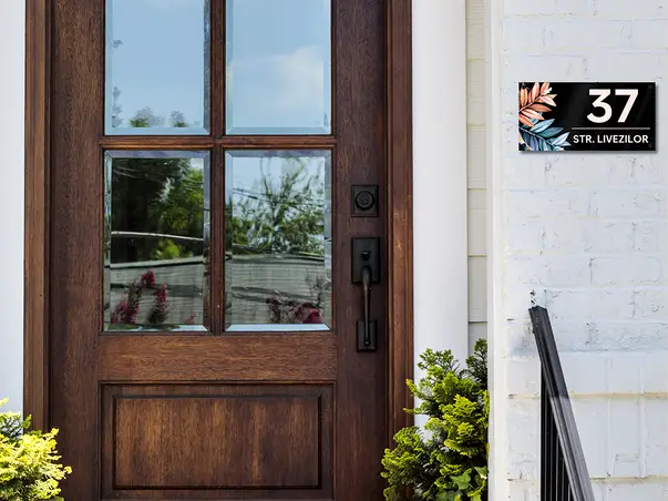 placuta adresa model flori sticla acrilica tehnologie printare uv s5