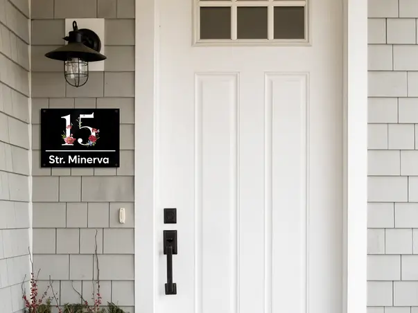 placuta adresa model numere cu flori sticla acrilica tehnologie printare uv s4