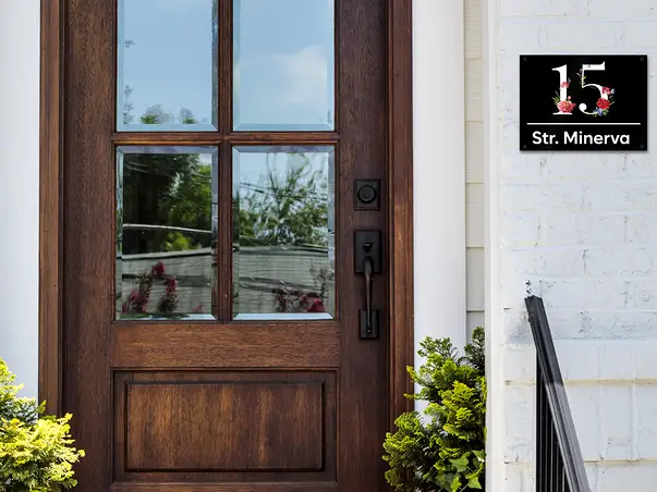 placuta adresa model numere cu flori sticla acrilica tehnologie printare uv s5