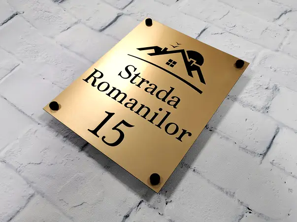 placuta aurie cu nr si adresa model casa bond auriu model 8