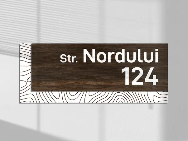 placuta cu numar si adresa model modern lemn print uv folina pp2120 s06