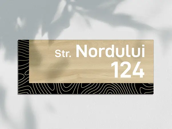 placuta cu numar si adresa model modern lemn print uv folina pp2120 s07