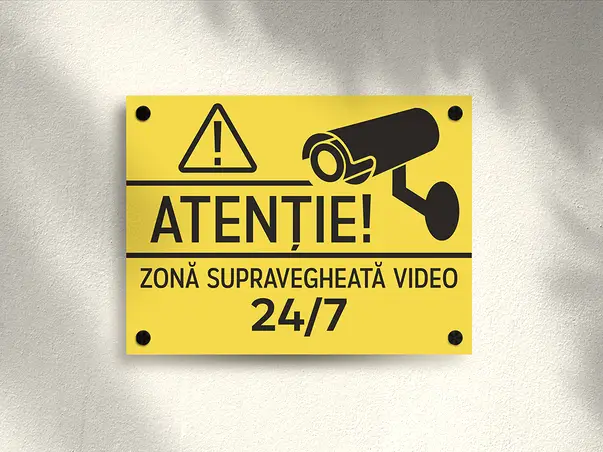 placuta gravata atentionare zona supravegheata video non stop din pvc s1 1