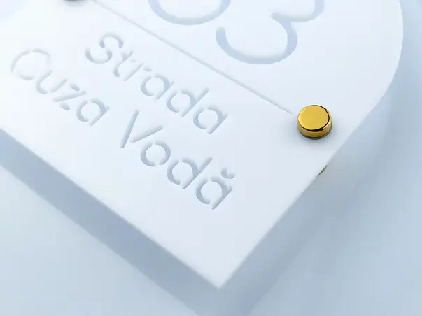 placuta numar si adresa casa din plexiglass cu text personalizat prin decupare s03