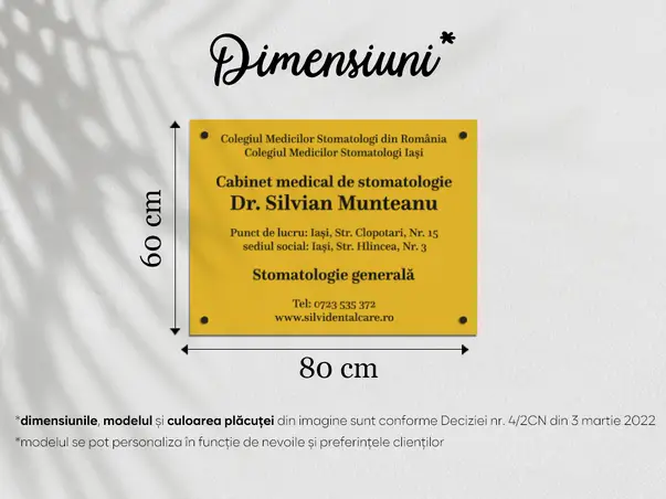 placuta obligatorie pentru cabinetele stomatologice conforma cms romania s01