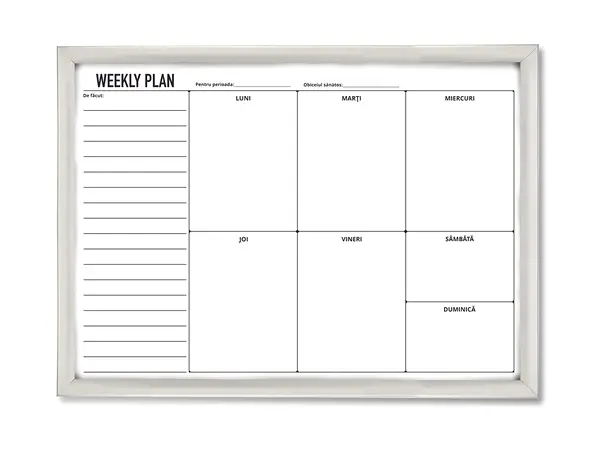 planificator planner whiteboard saptamanal rama click aluminiu fundal schimbabil s1