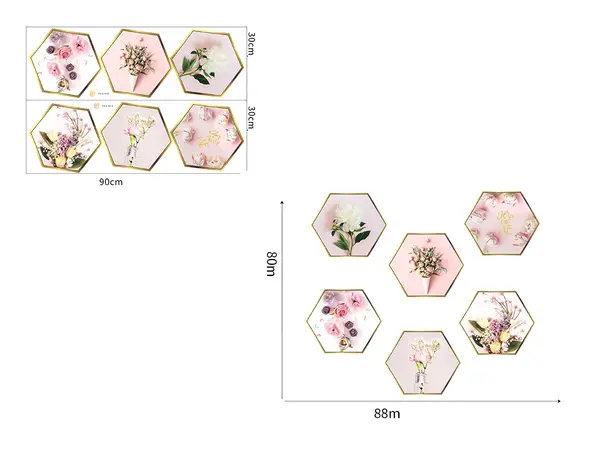 postere autoadezive hexagoane cu flori