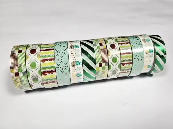 set 12 role washi tape modele verzi